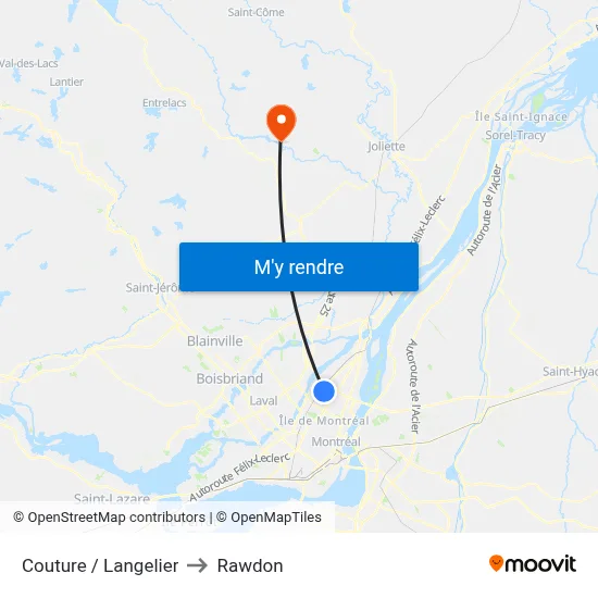 Couture / Langelier to Rawdon map
