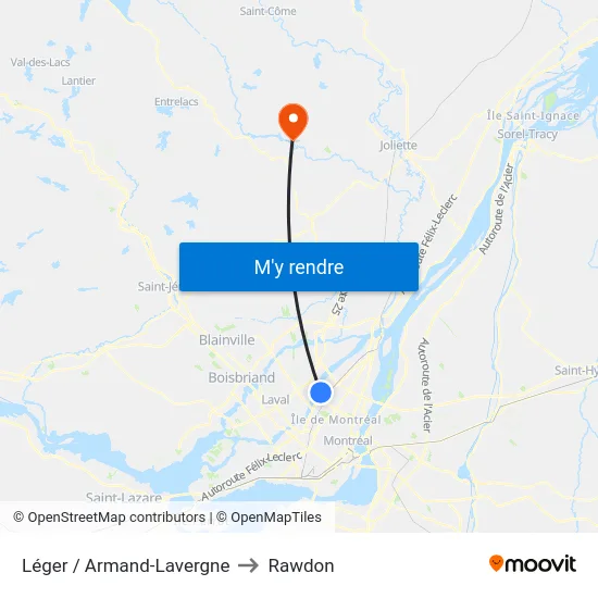 Léger / Armand-Lavergne to Rawdon map