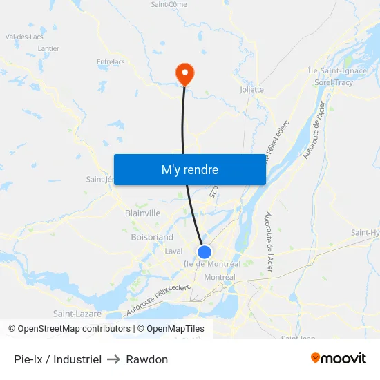 Pie-Ix / Industriel to Rawdon map