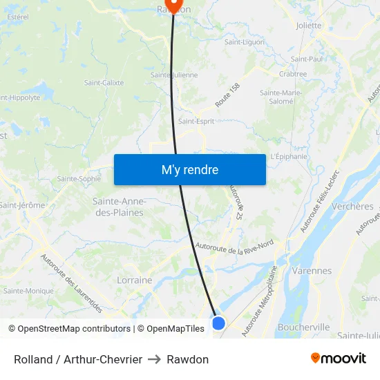 Rolland / Arthur-Chevrier to Rawdon map
