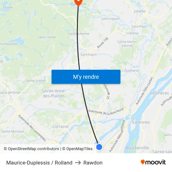 Maurice-Duplessis / Rolland to Rawdon map