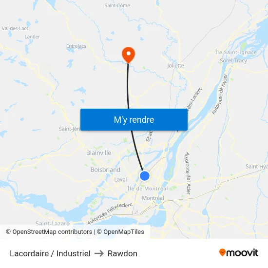 Lacordaire / Industriel to Rawdon map