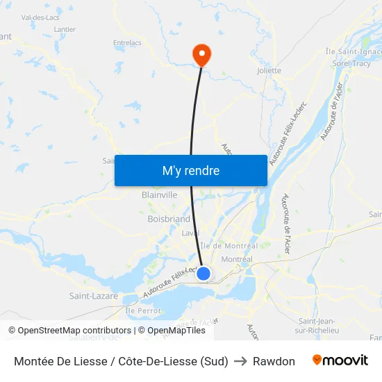 Montée De Liesse / Côte-De-Liesse (Sud) to Rawdon map
