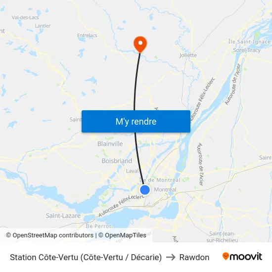 Station Côte-Vertu (Côte-Vertu / Décarie) to Rawdon map