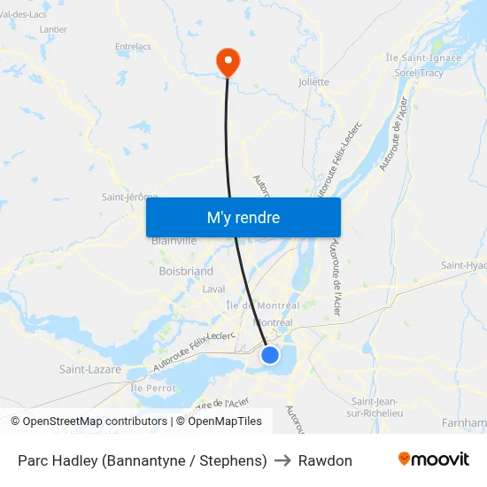 Parc Hadley (Bannantyne / Stephens) to Rawdon map