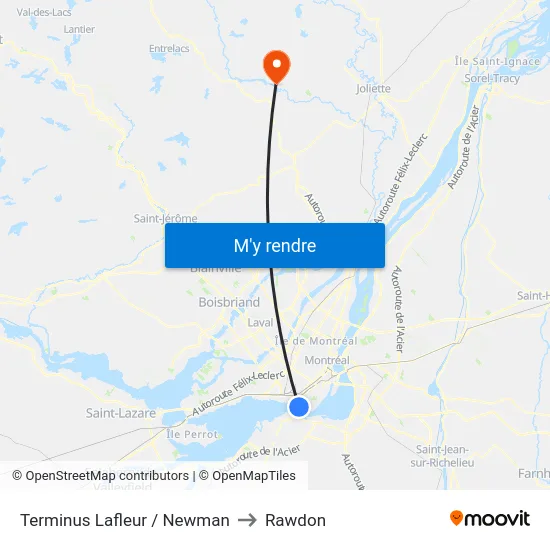 Terminus Lafleur / Newman to Rawdon map