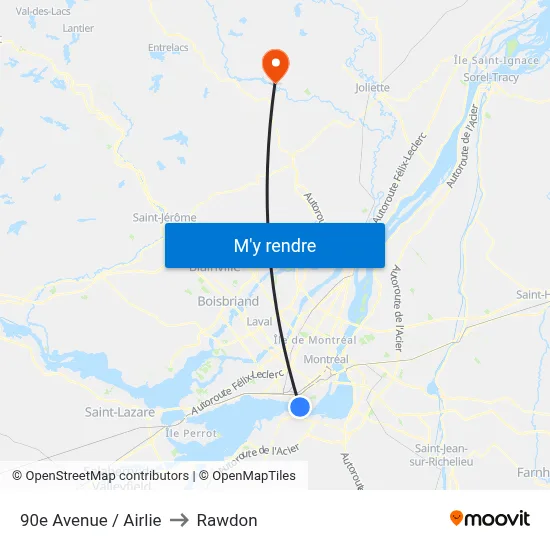 90e Avenue / Airlie to Rawdon map