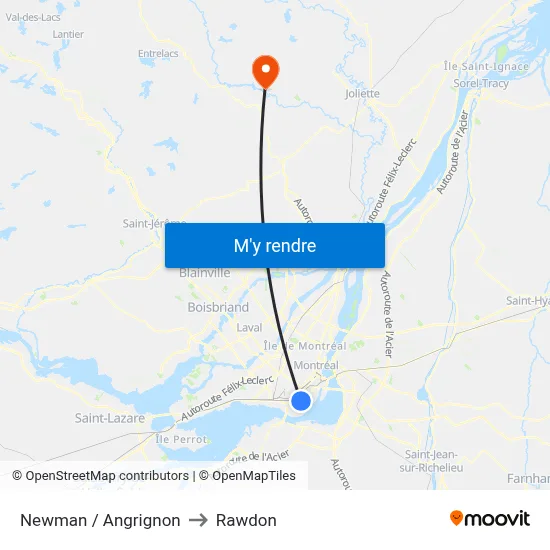 Newman / Angrignon to Rawdon map