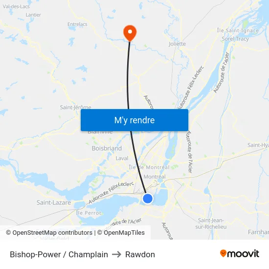 Bishop-Power / Champlain to Rawdon map