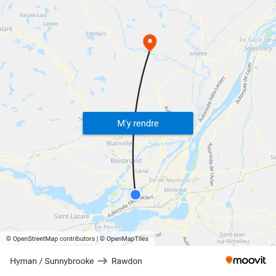 Hyman / Sunnybrooke to Rawdon map