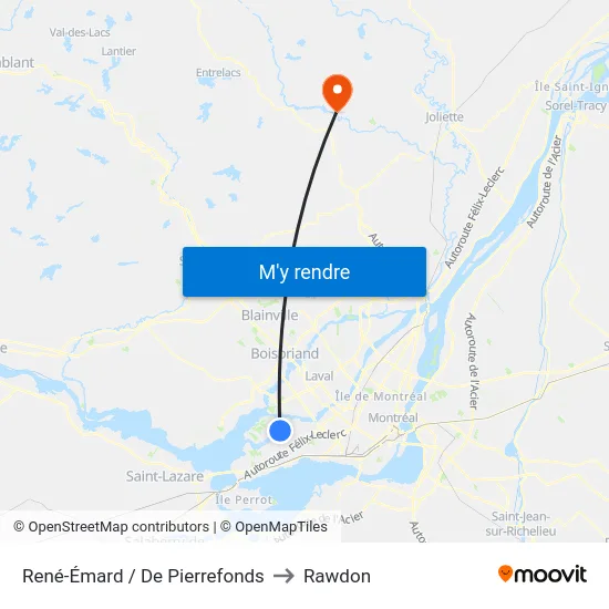 René-Émard / De Pierrefonds to Rawdon map
