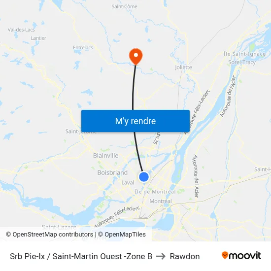 Srb Pie-Ix / Saint-Martin Ouest -Zone B to Rawdon map