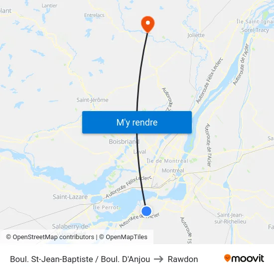 Boul. St-Jean-Baptiste / Boul. D'Anjou to Rawdon map