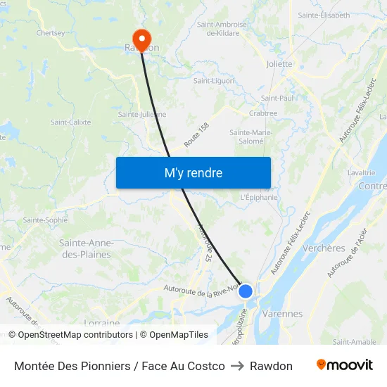 Montée Des Pionniers / Face Au Costco to Rawdon map