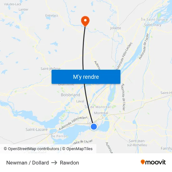 Newman / Dollard to Rawdon map