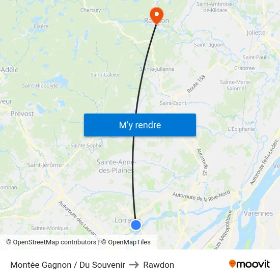 Montée Gagnon / Du Souvenir to Rawdon map