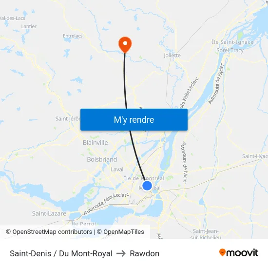 Saint-Denis / Du Mont-Royal to Rawdon map