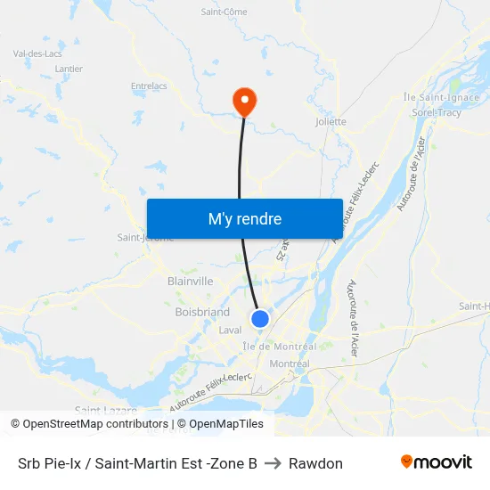 Srb Pie-Ix / Saint-Martin Est -Zone B to Rawdon map