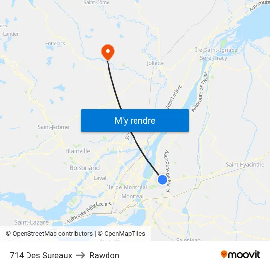 714 Des Sureaux to Rawdon map