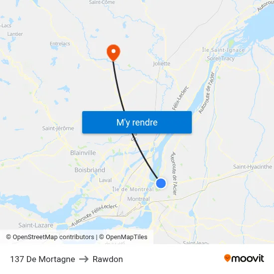 137 De Mortagne to Rawdon map