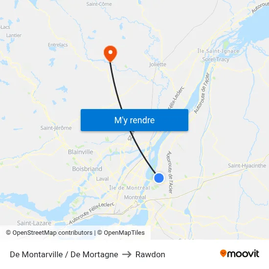 De Montarville / De Mortagne to Rawdon map