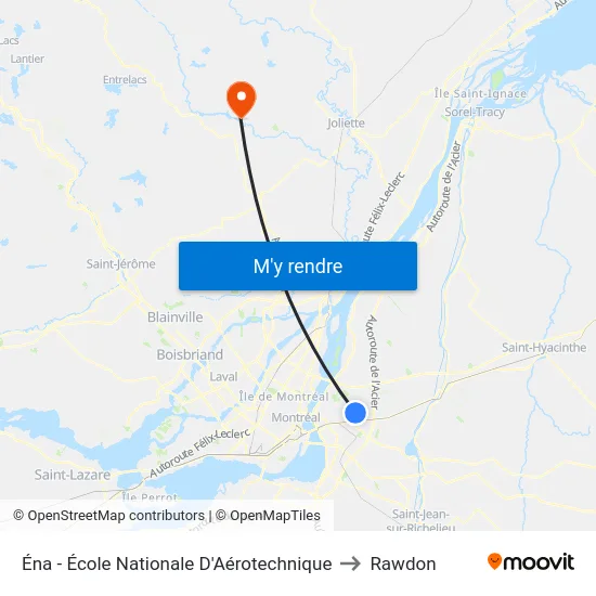 Éna - École Nationale D'Aérotechnique to Rawdon map