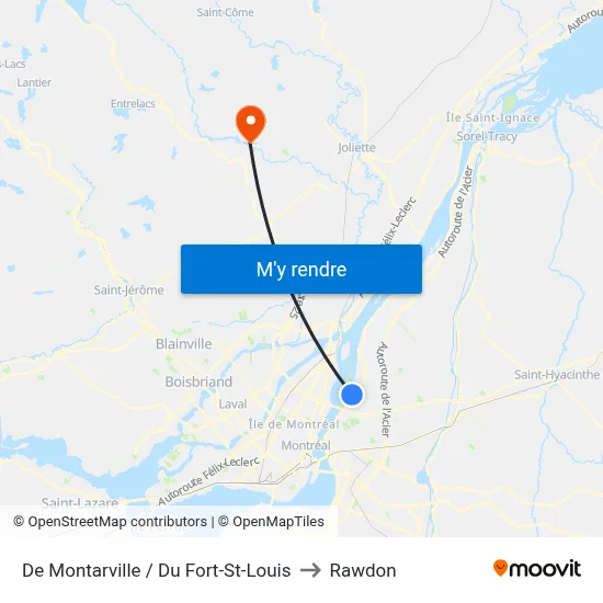 De Montarville / Du Fort-St-Louis to Rawdon map