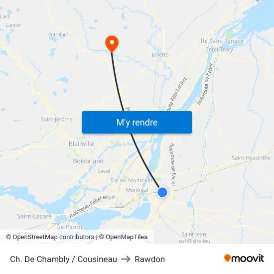 Ch. De Chambly / Cousineau to Rawdon map