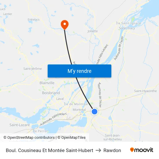 Boul. Cousineau Et Montée Saint-Hubert to Rawdon map