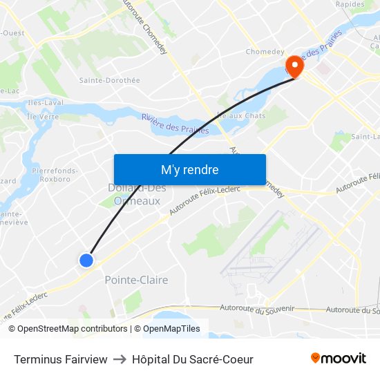 Terminus Fairview to Hôpital Du Sacré-Coeur map