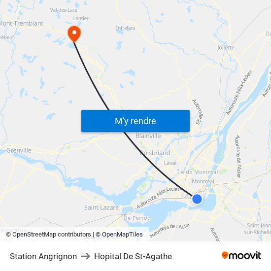 Station Angrignon to Hopital De St-Agathe map