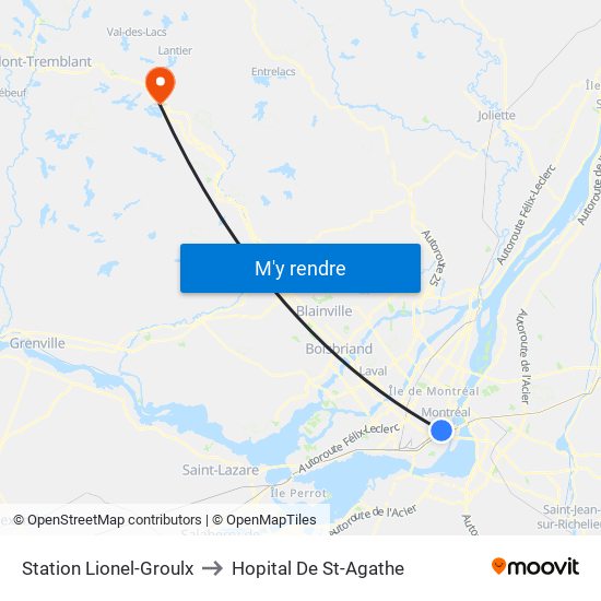 Station Lionel-Groulx to Hopital De St-Agathe map