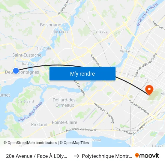 20e Avenue / Face À L'Olympia to Polytechnique Montréal map