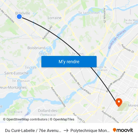 Du Curé-Labelle / 76e Avenue Est to Polytechnique Montréal map