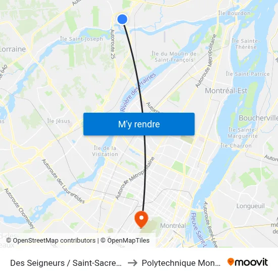 Des Seigneurs / Saint-Sacrement to Polytechnique Montréal map