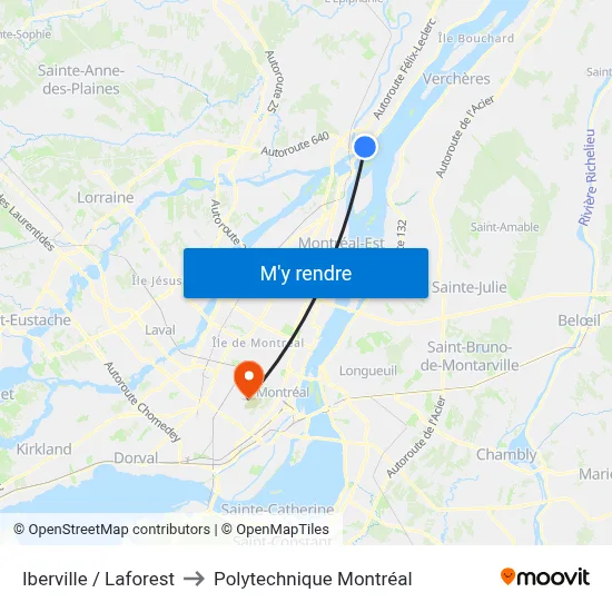 Iberville / Laforest to Polytechnique Montréal map