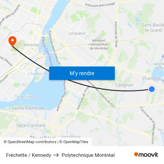 Fréchette / Kennedy to Polytechnique Montréal map