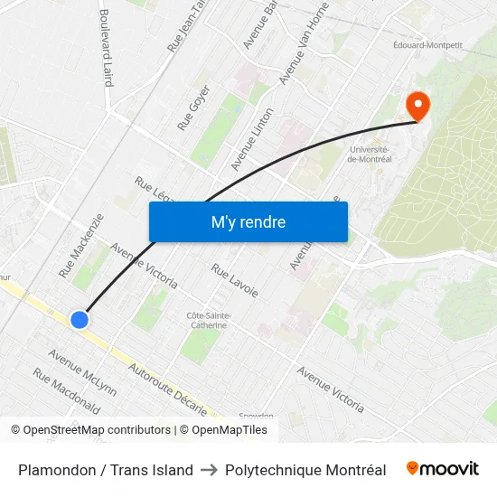 Plamondon / Trans Island to Polytechnique Montréal map