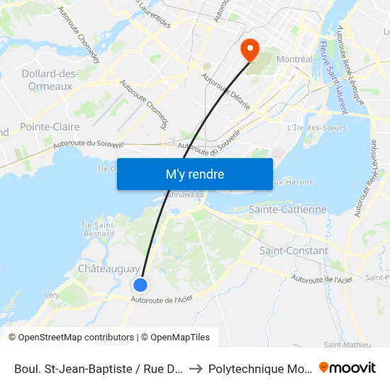 Boul. St-Jean-Baptiste / Rue D'Orléans to Polytechnique Montréal map
