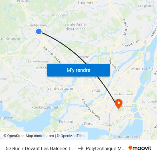 5e Rue / Devant Les Galeries Laurentides to Polytechnique Montréal map