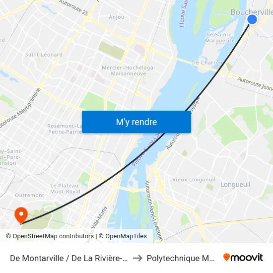 De Montarville / De La Rivière-Aux-Pins to Polytechnique Montréal map