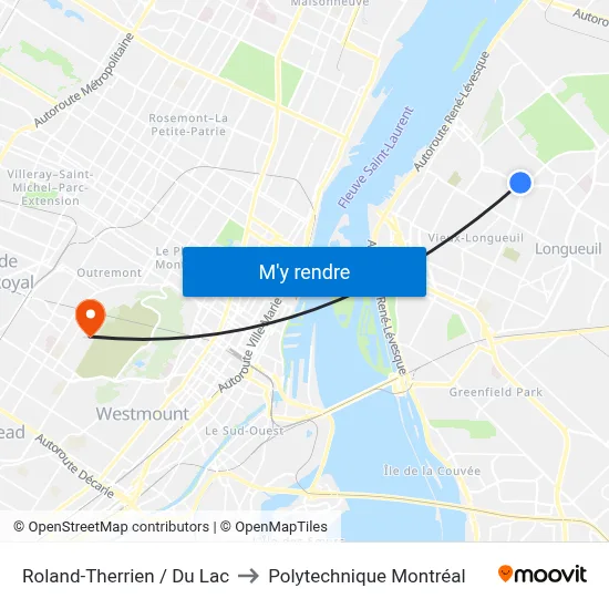 Roland-Therrien / Du Lac to Polytechnique Montréal map