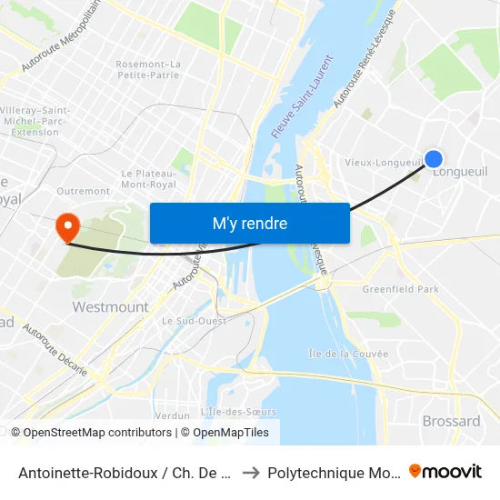 Antoinette-Robidoux / Ch. De Chambly to Polytechnique Montréal map