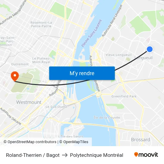 Roland-Therrien / Bagot to Polytechnique Montréal map