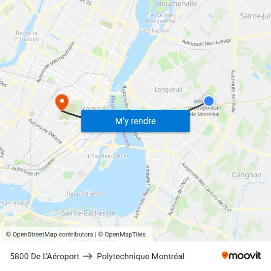 5800 De L'Aéroport to Polytechnique Montréal map