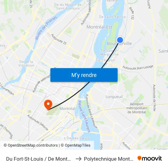 Du Fort-St-Louis / De Montbrun to Polytechnique Montréal map