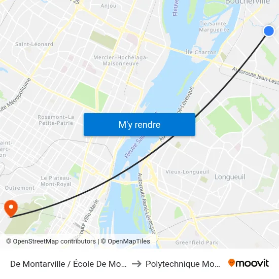De Montarville / École De Mortagne to Polytechnique Montréal map