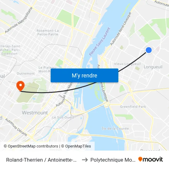 Roland-Therrien / Antoinette-Robidoux to Polytechnique Montréal map