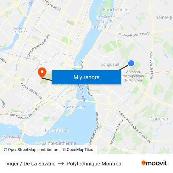 Viger / De La Savane to Polytechnique Montréal map