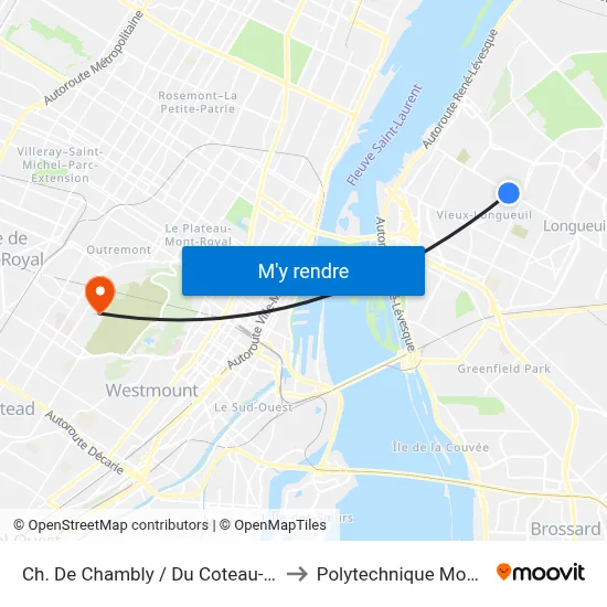 Ch. De Chambly / Du Coteau-Rouge to Polytechnique Montréal map